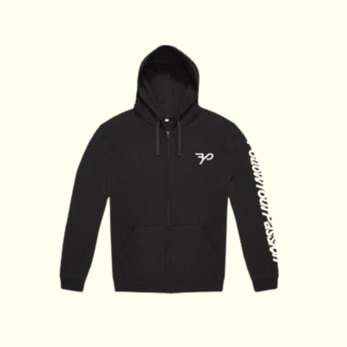 Felpa full zip FYP nera con cappuccio